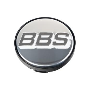 1 x BBS 2D Nabendeckel Ø56mm chrom, Logo grau/weiß - 10023599 0924487